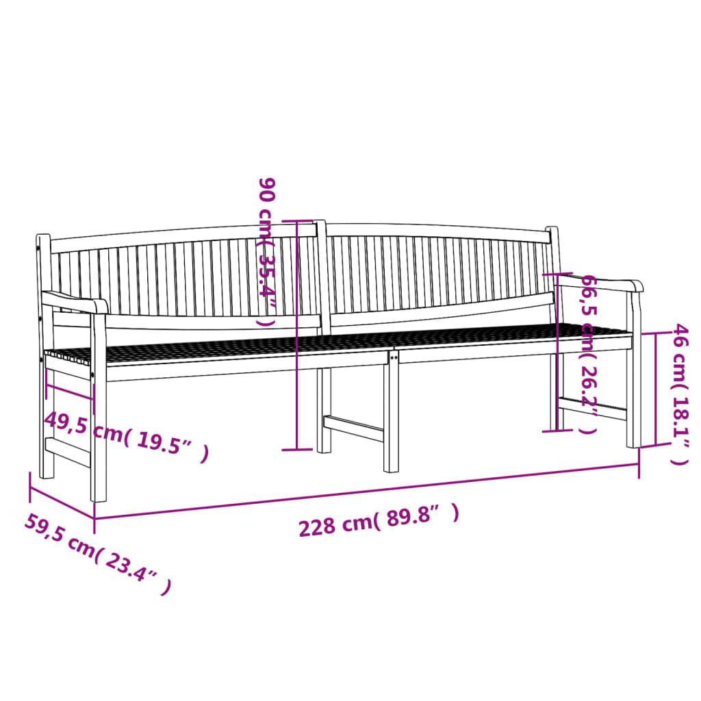 Maison Chic - Banc de jardin - Banc d'extérieur - Banquette 228x59,5x90 cm bois de teck solide - Image 6