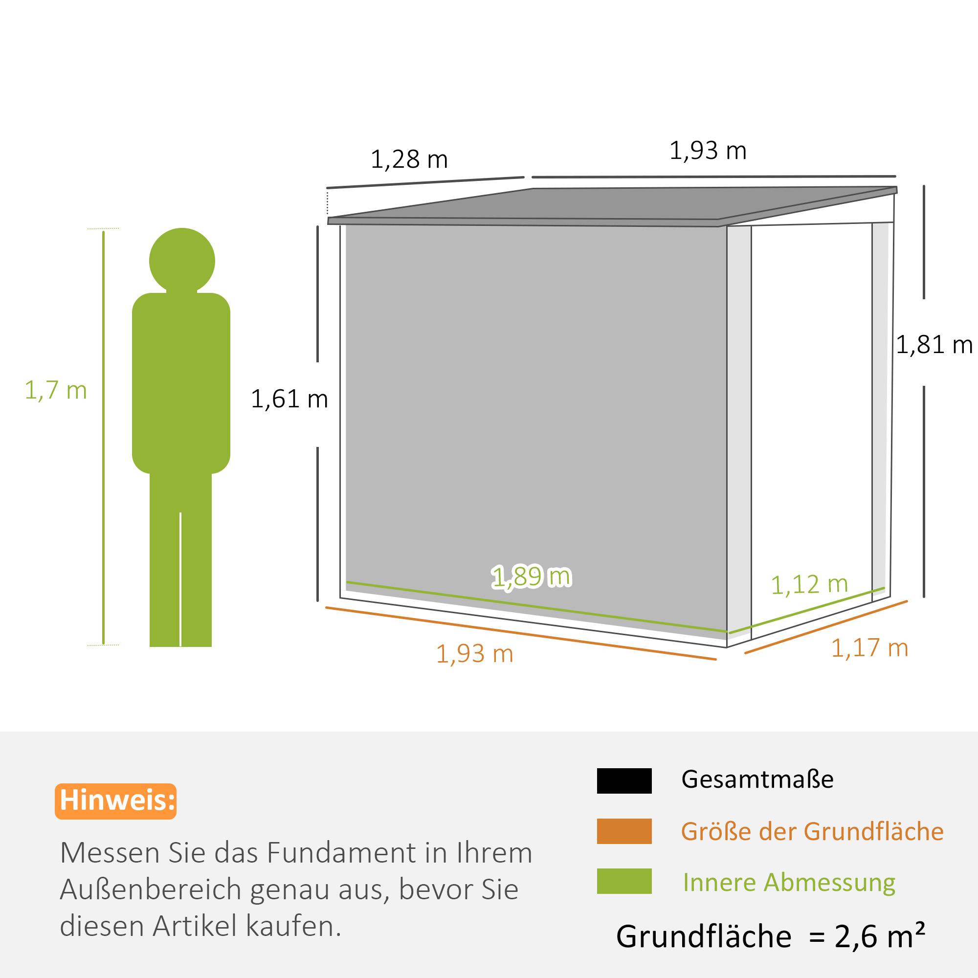 Abri de jardin acier gris foncé avec fenêtres aérations porte verrouillable, cabanon rangement outils jardin - Image 5