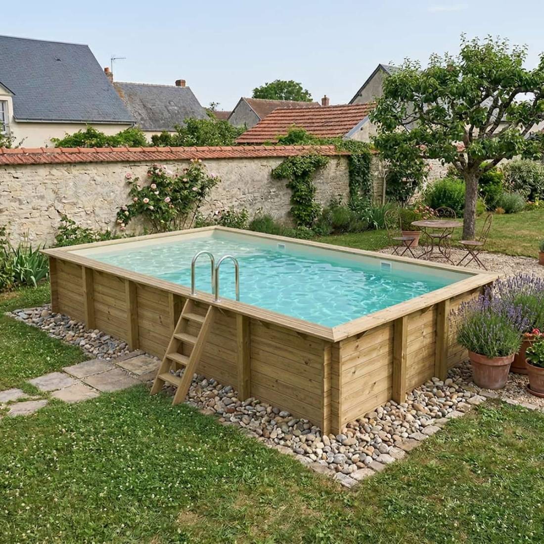 Altanka - Piscine hors sol en bois AQUA 10.2 x 5.2 - H.1.45 m avec plage, sable, cadre en métal - sans dalle - BAS7310OSPU3+PLA310 - ALTANKA - Image 1