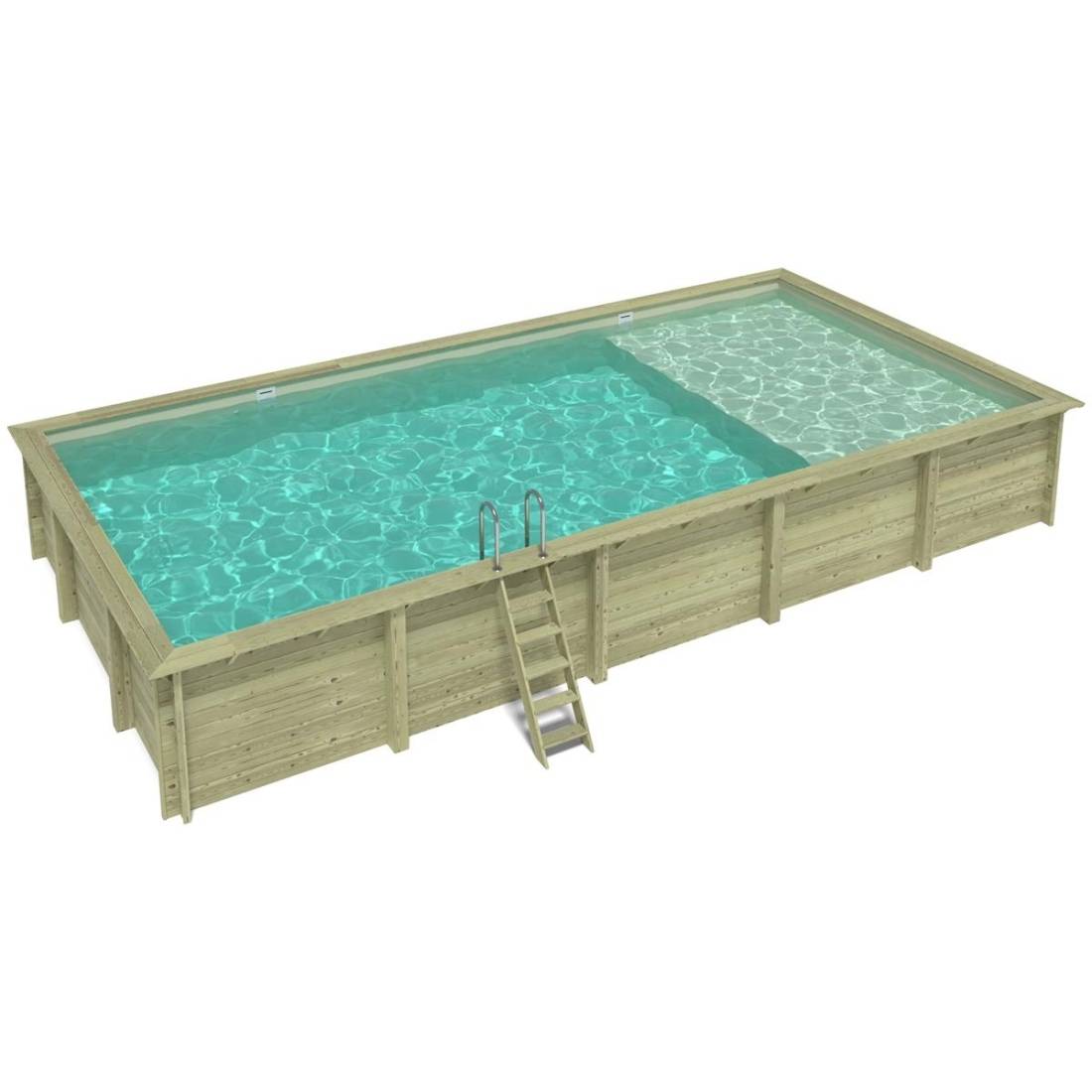 Altanka - Piscine hors sol en bois AQUA 10.2 x 5.2 - H.1.45 m avec plage, sable, cadre en métal - sans dalle - BAS7310OSPU3+PLA310 - ALTANKA - Image 2