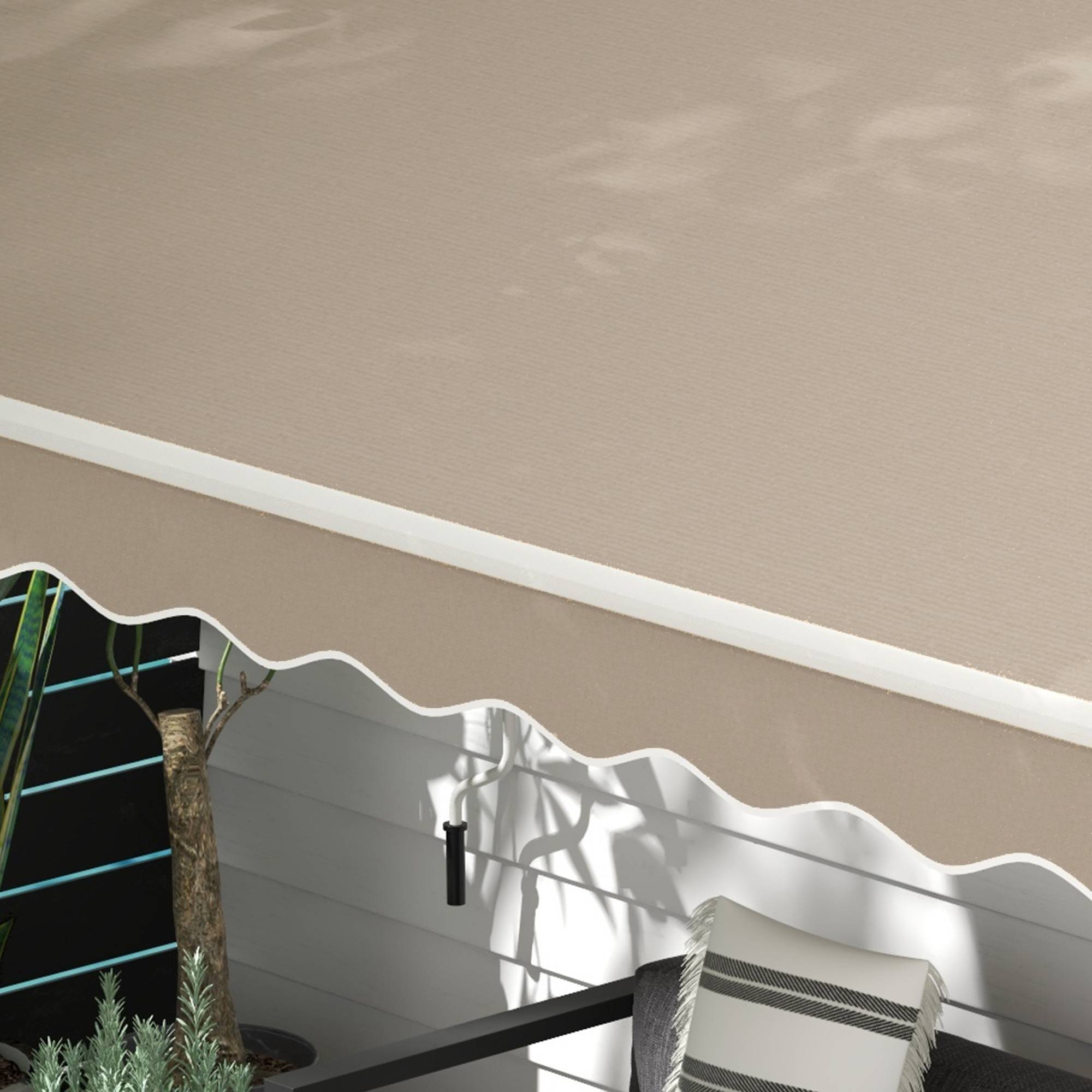 Store banne manuelle 395 x 245 cm à manivelle, pour balcon, terrasse ou patio, en aluminium et toile polyester 280 g/m², anti-UV, beige - Image 10