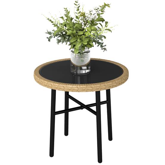 PANGIVO - Table basse de jardin résine tressée naturel 46 x 46 x 43 cm - PANGIVO - Image 1