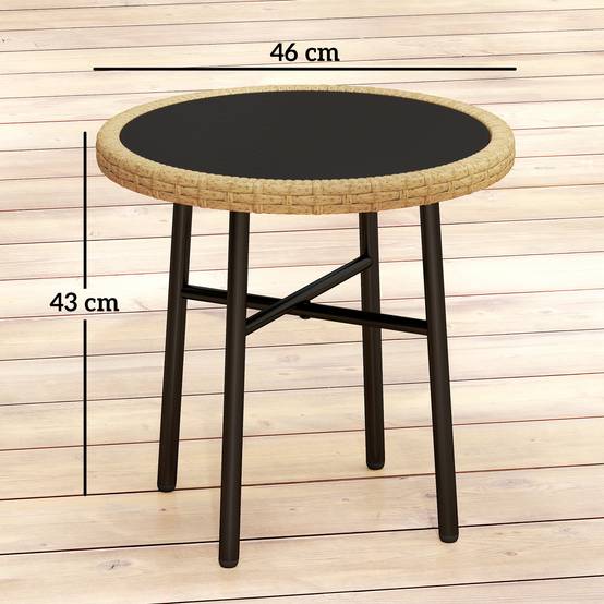 PANGIVO - Table basse de jardin résine tressée naturel 46 x 46 x 43 cm - PANGIVO - Image 5