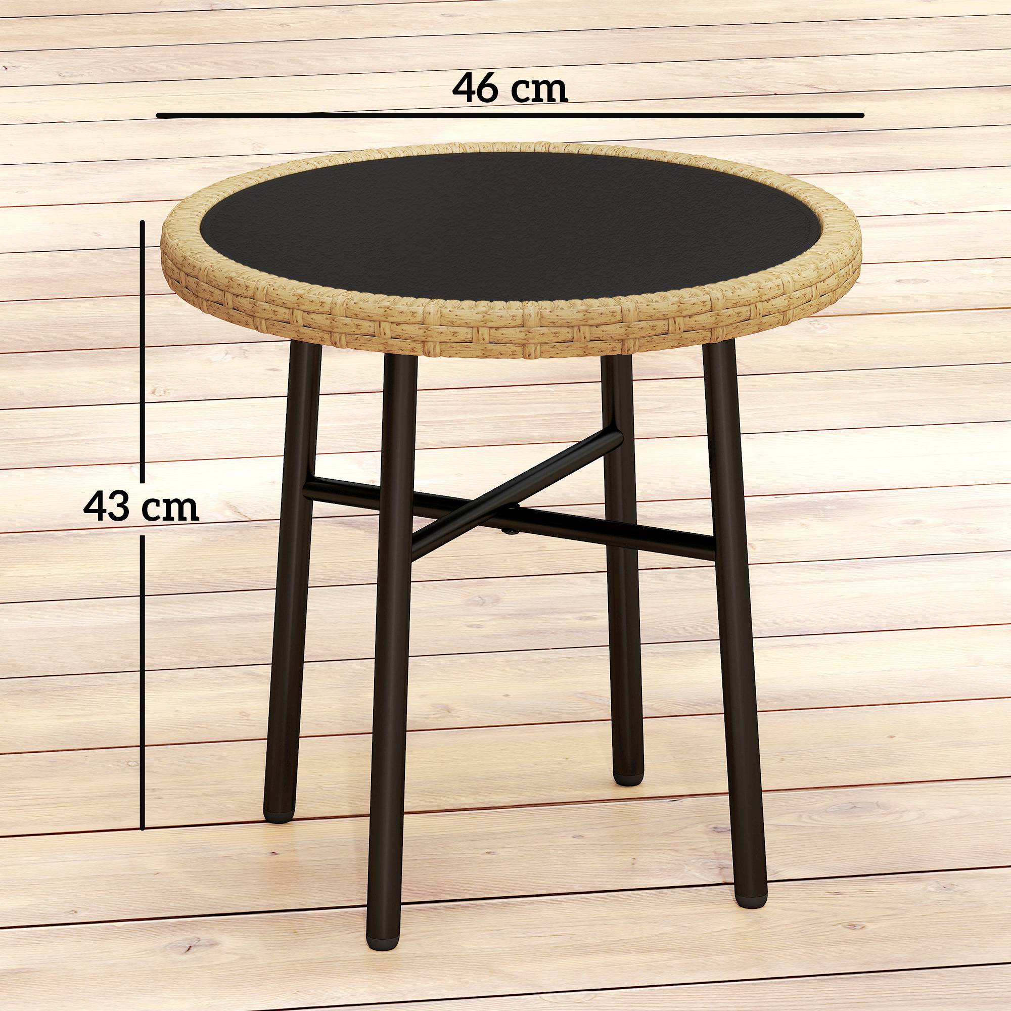 PANGIVO - Table basse de jardin résine tressée naturel 46 x 46 x 43 cm - PANGIVO - Image 5