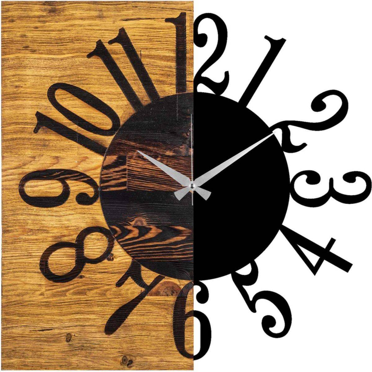 Hanah Home - Horloge en bois et métal Clock Chiffres - Image 1
