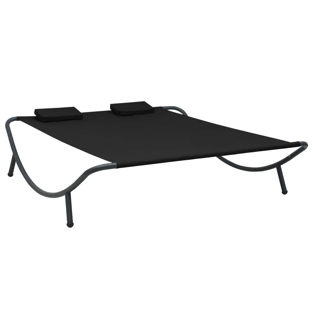 Prolenta Premium - Chaise longue pliante/transat Garinor Noir 200 X 145 cm - P87209N - Image 1