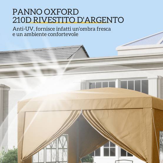 Tente de réception pliante acier pour fêtes plein air avec parois 3x3m kaki - ComfortXL Outdoor Living - Image 7