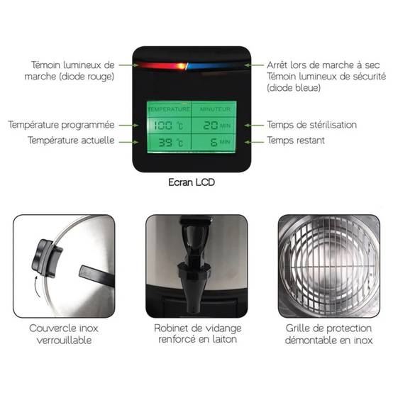 LE PRATIQUE - Kit stérilisateur 30 L, pince et ouvre-bocal Le Pratique - Image 3