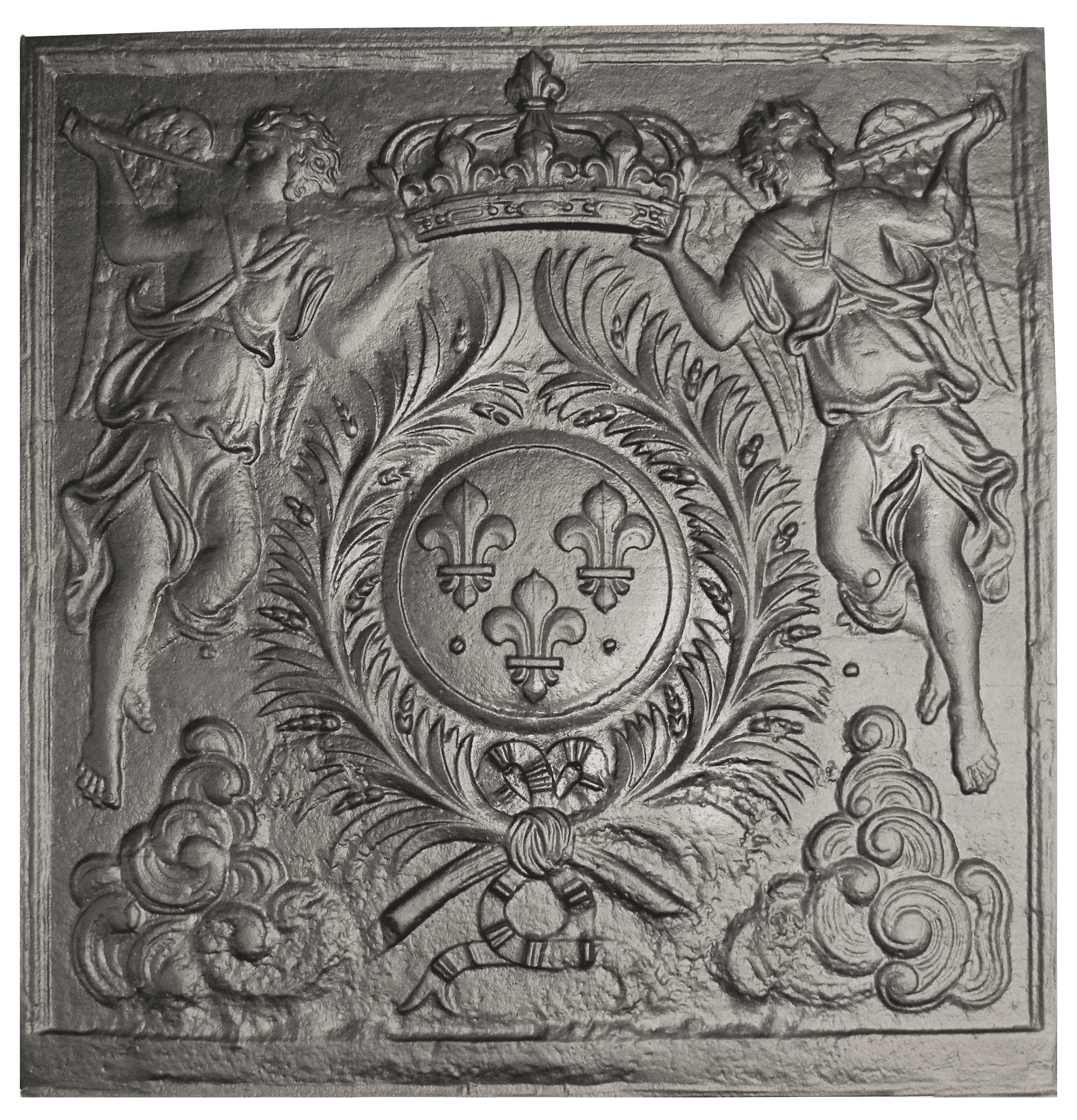 Plaque de cheminée royaume de France Dommartin grise H. 97 cm X L. 100 cm - Image 1