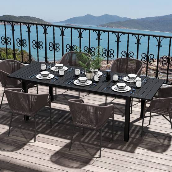 Table de jardin extensible aluminium noir 180/240 x 94 x 73 cm - PANGIVO - Image 4