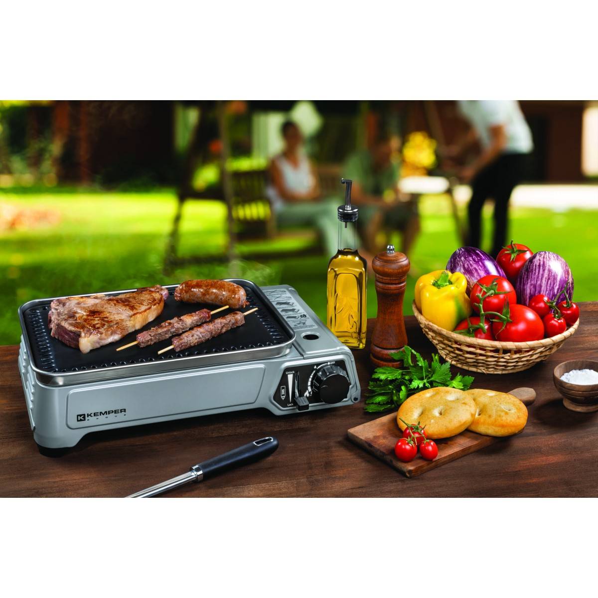 Plancha à gaz portable 2300W + 4 cartouches de gaz + Valise de transport KEMPER - Image 2