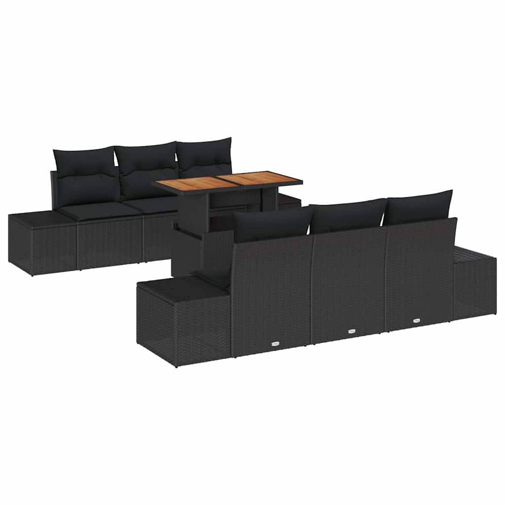 Salon de jardin 6 places en poly rotin modulable avec rangement pratique pour terrasse Noir – ComfortXL Outdoor Living - Image 2