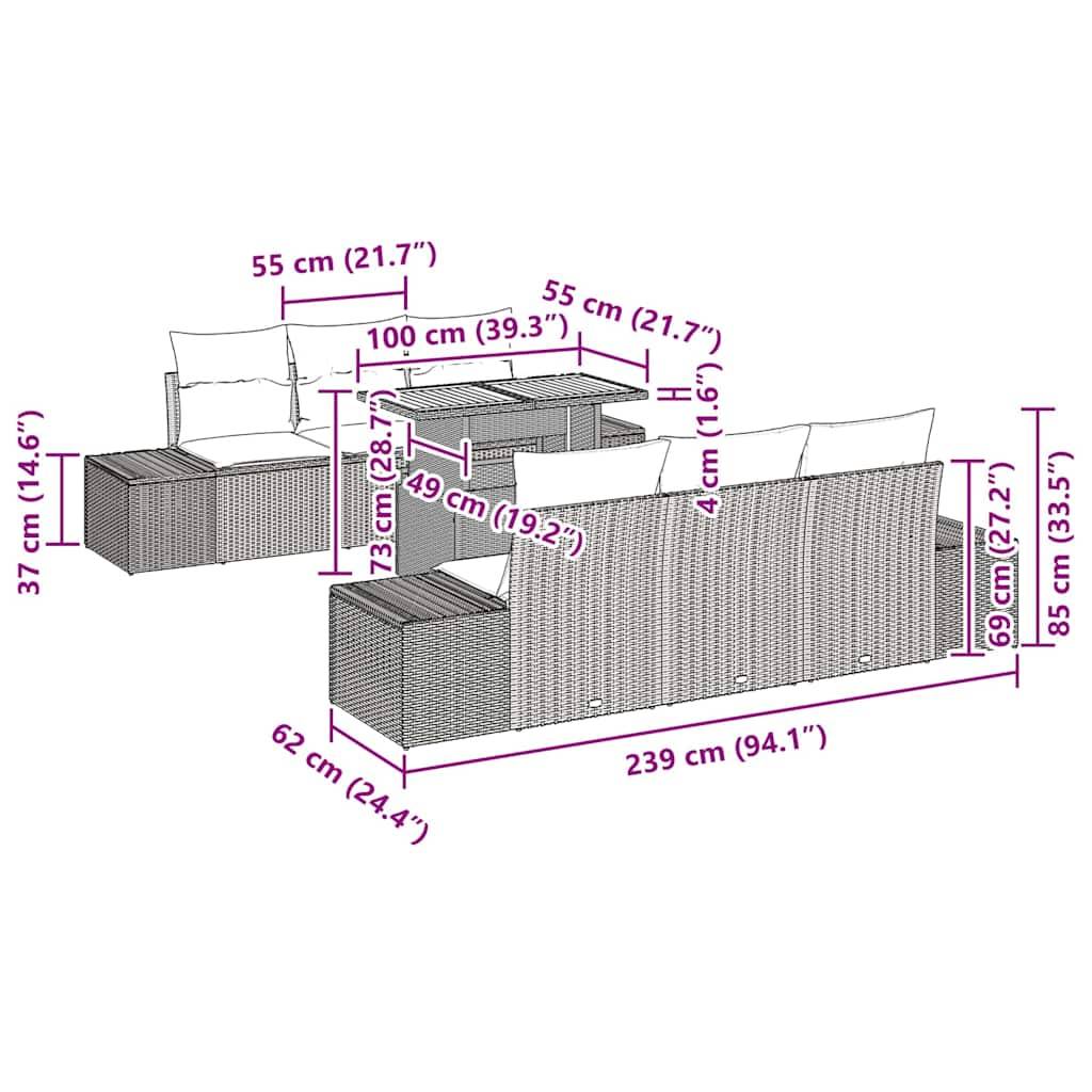 Salon de jardin 6 places en poly rotin modulable avec rangement pratique pour terrasse Noir – ComfortXL Outdoor Living - Image 5