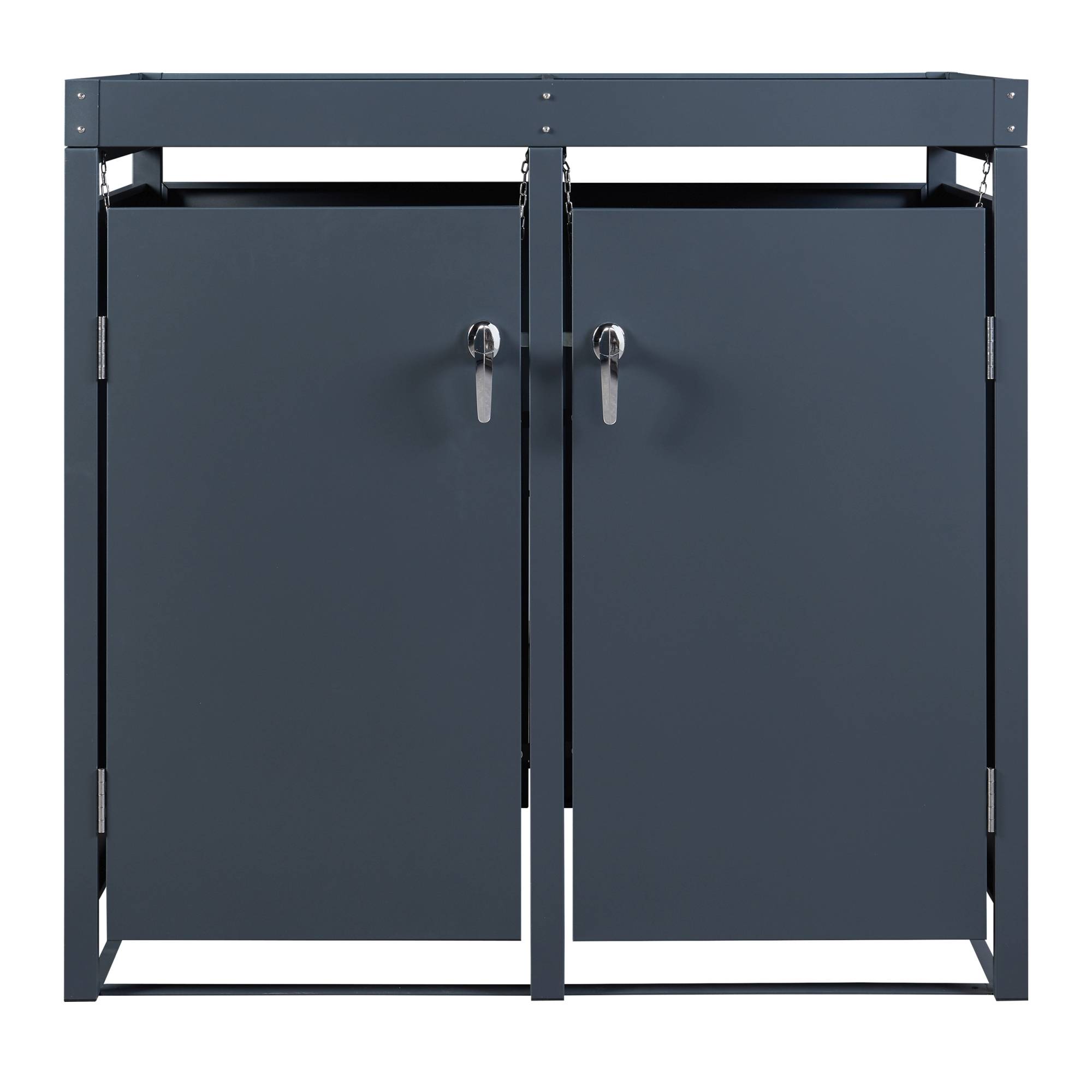 Cache-poubelle Valkeakoski pour 2 poubelles de 120 L acier galvanisé 110 x 115 x 62 cm anthracite en.casa - Image 6
