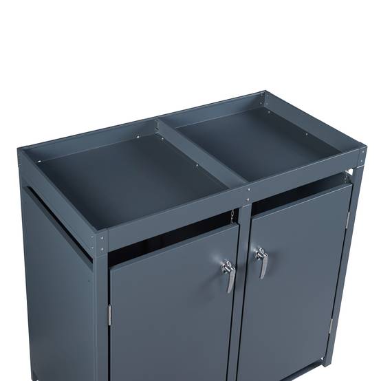 Cache-poubelle Valkeakoski pour 2 poubelles de 120 L acier galvanisé 110 x 115 x 62 cm anthracite en.casa - Image 8