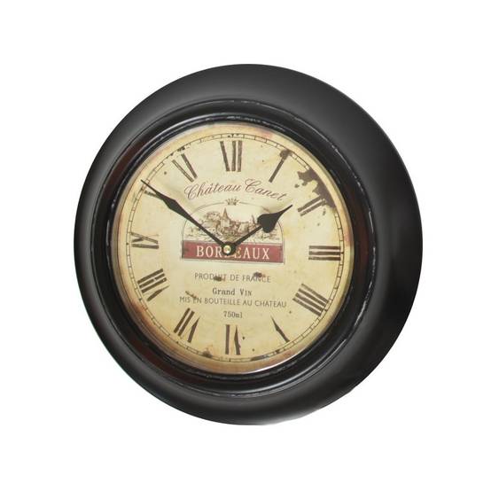 Chemin De Campagne - ~ Horloge murale décorative vintage ancien salon métal noir beige 33cm Chemin de campagne