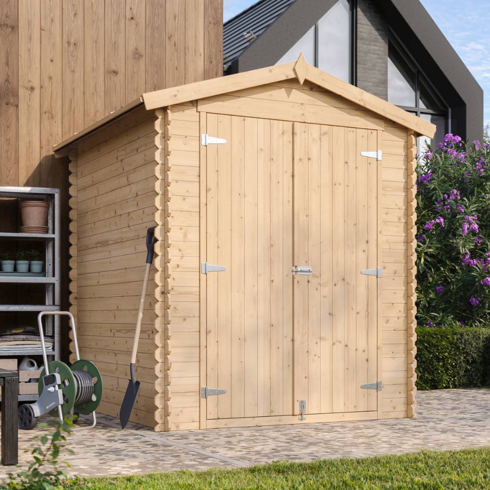 Timbela - Abri de Jardin en Bois AVEC SOL TRAITÉ - 2.82 m² / 186x196xH224 cm - 19 mm d’épaisseur - Timbela M320C1+M320G