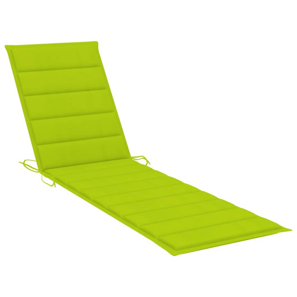 Helloshop26 - Transat chaise longue bain de soleil lit de jardin terrasse meuble d'extérieur avec coussin vert vif bois de teck solide - Image 9