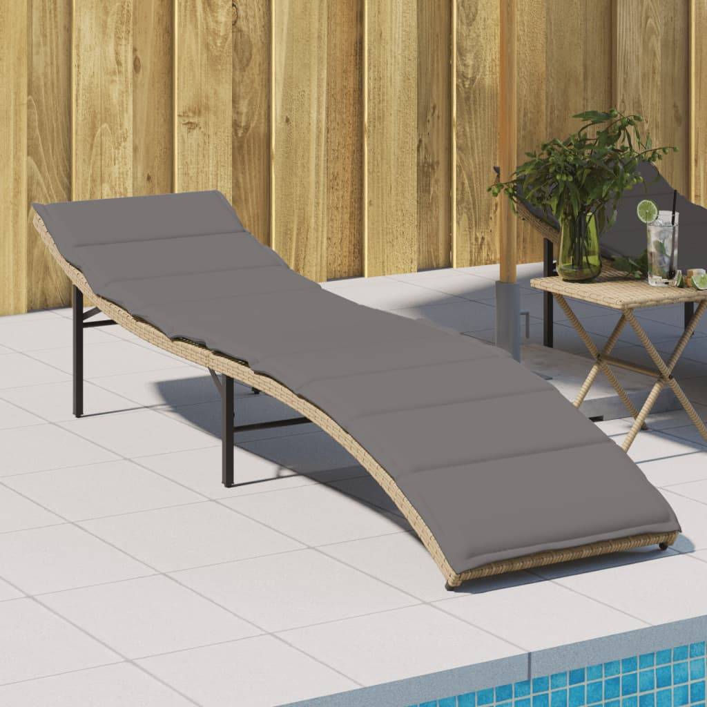 Transat de jardin Résine tressée Détente Extérieur Beige 55x199 cm – ComfortXL Outdoor Living - Image 1