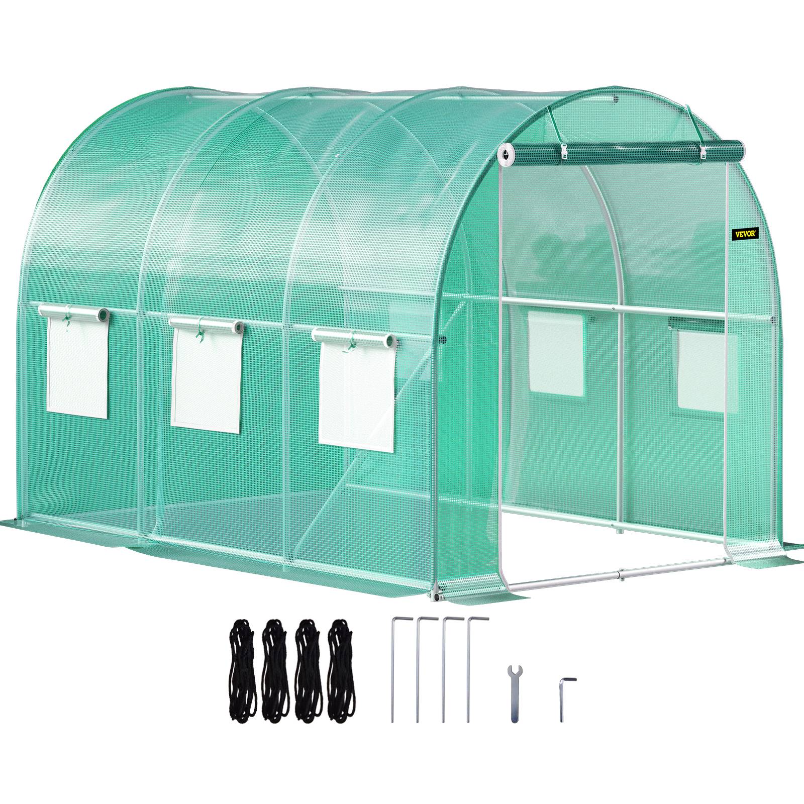 VEVOR Serre tunnel jardin 3x2,1x2,1 m, cadre acier galvanisé, couverture PE étanche, 1 porte, 6 fenêtres. - Image 1