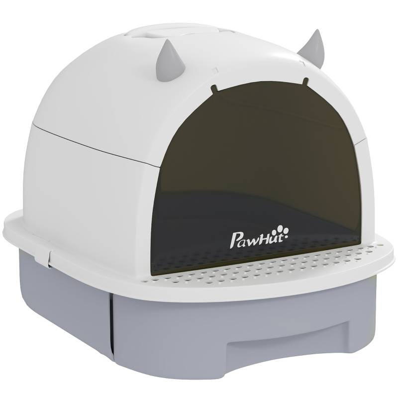 ComfortXL - Maison de toilette chat plastique litière fermée avec tiroir et pelle anti-odeur 52x40cm gris - ComfortXL Outdoor Living - Image 2