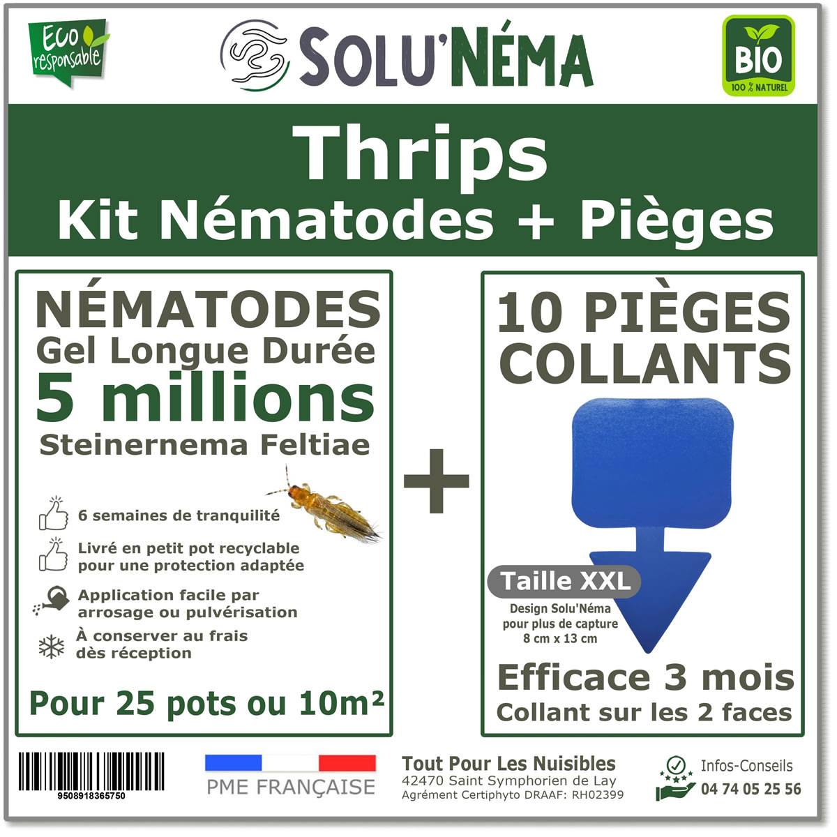 Solu'Néma - Kit 5 millions Nématodes contre les Thrips + 10 pièges collants XXL pour traiter 50 pots - Image 1