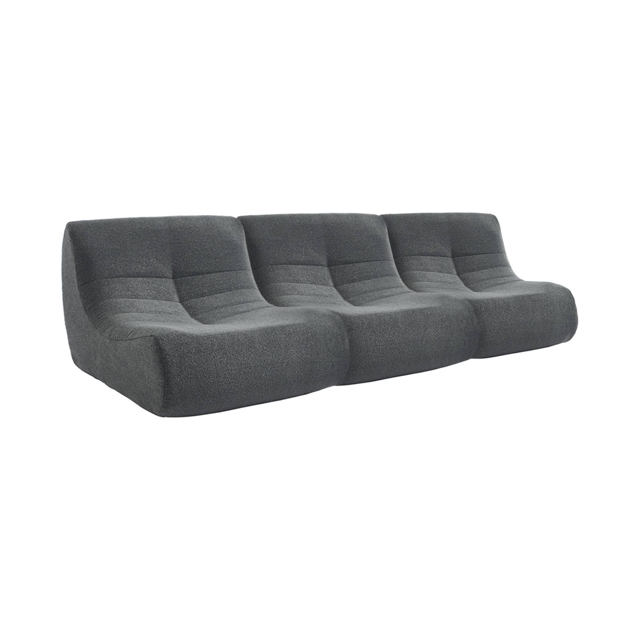 sweeek - Lot de 3 fauteuils chauffeuses en bouclette texturée anthracite style contemporain 1 place | sweeek - Image 2