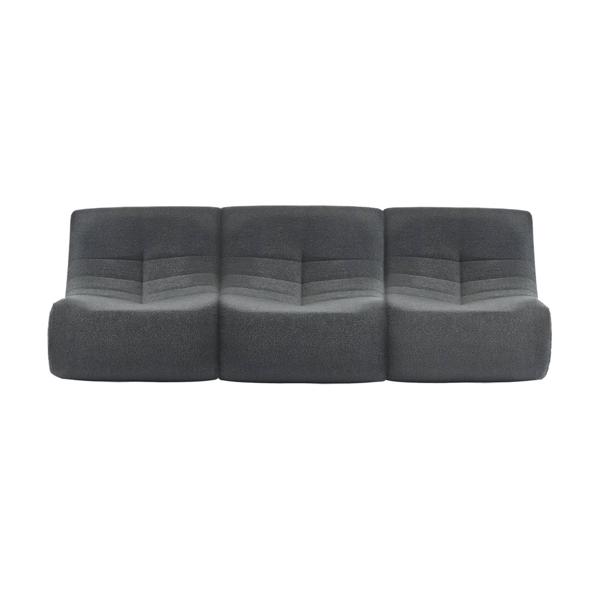sweeek - Lot de 3 fauteuils chauffeuses en bouclette texturée anthracite style contemporain 1 place | sweeek - Image 7