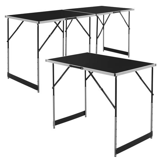 Set de 3 Tables à Tapisser 100x60 cm, Pliable, Noir, Réglable en Hauteur, Table Multifonctions en Aluminium - Image 1