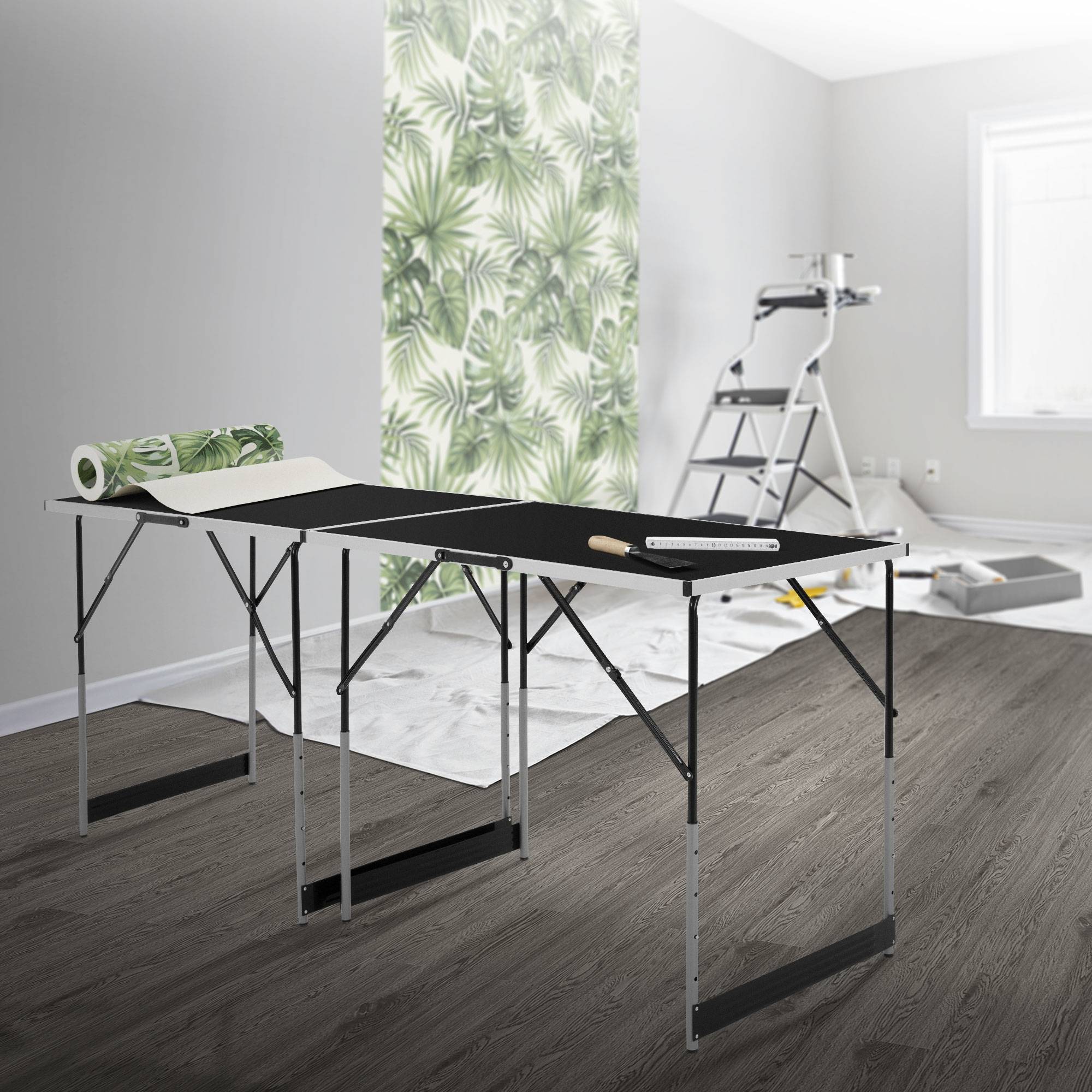 Set de 3 Tables à Tapisser 100x60 cm, Pliable, Noir, Réglable en Hauteur, Table Multifonctions en Aluminium - Image 10