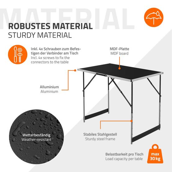 Set de 3 Tables à Tapisser 100x60 cm, Pliable, Noir, Réglable en Hauteur, Table Multifonctions en Aluminium - Image 8