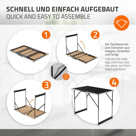 Set de 3 Tables à Tapisser 100x60 cm, Pliable, Noir, Réglable en Hauteur, Table Multifonctions en Aluminium - Image 5
