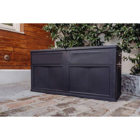 Coffre de Jardin en résine 320 Litres NOIR 119 X 46 X 60 cm Protection Anti UV TOOMAX - Image 6