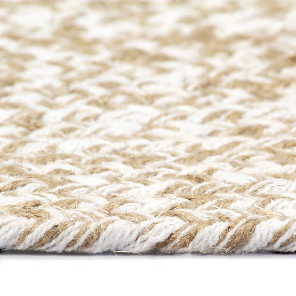 Vidaxl - Tapis fait à la main Jute Blanc et marron 180 cm - vidaXL - Image 3