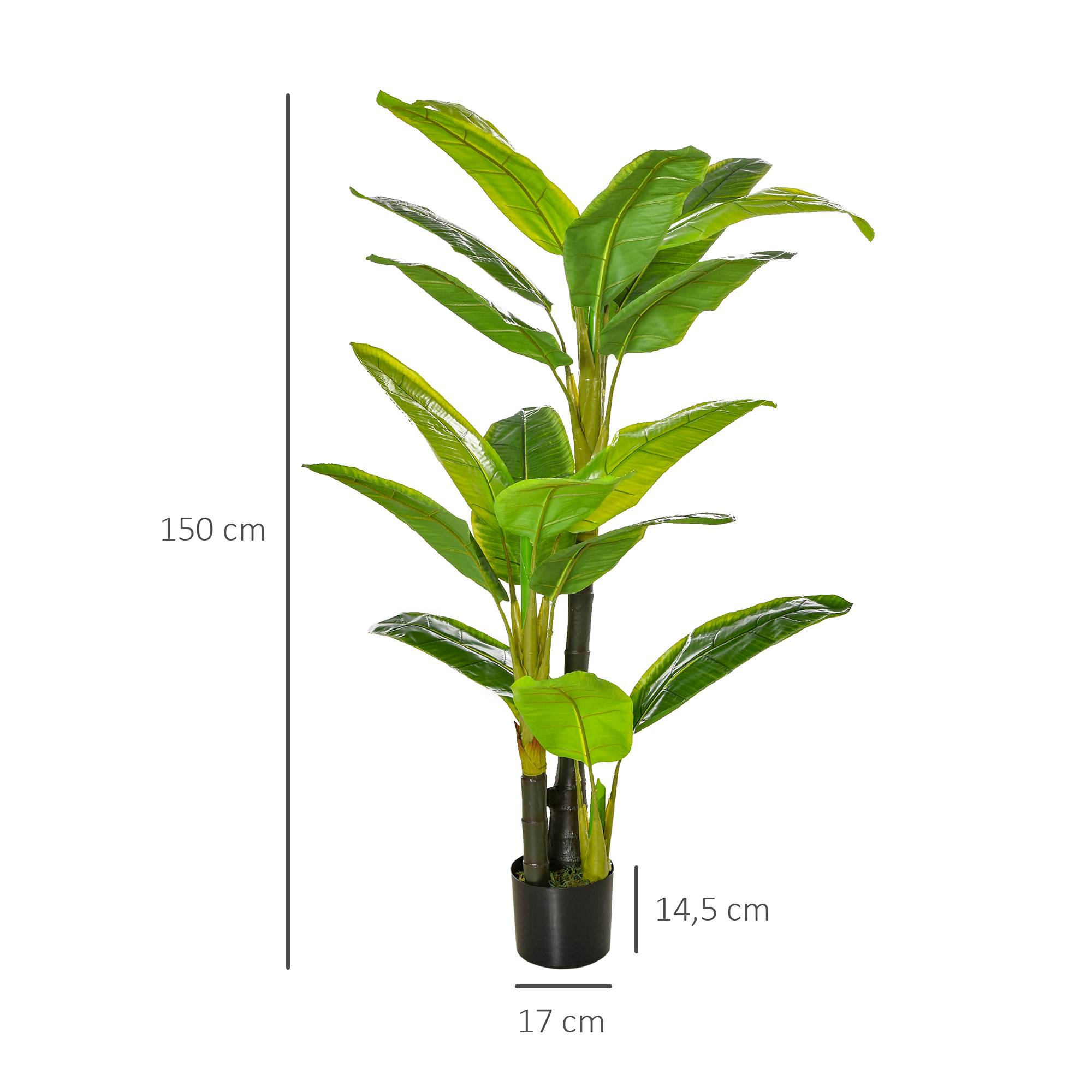 Bananier artificiel 150 cm vert, 18 feuilles pour terrasse/jardin/salon - Image 5