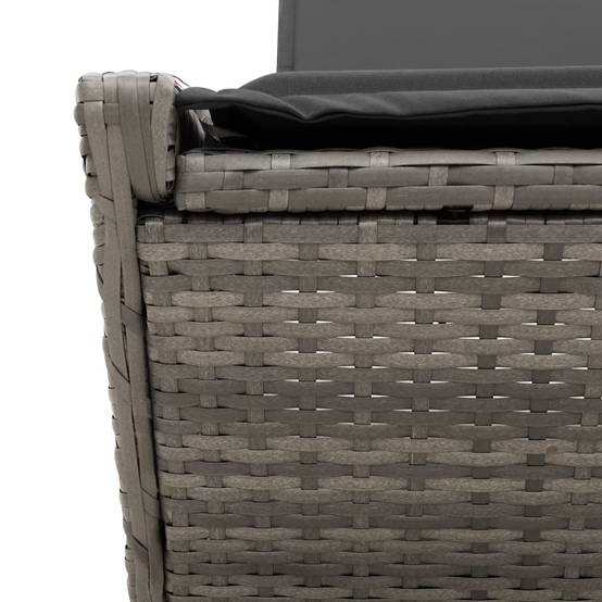 Chaise longue double résine tressée coussins gris 118 x 200 x 50.5/62.5/73.5/83 cm - PANGIVO - Image 9