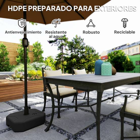 Base de Parasol Carrée à Lester HDPE pour Mâts Ø38/48 mm 25 kg Noir - ComfortXL Outdoor Living - Image 8