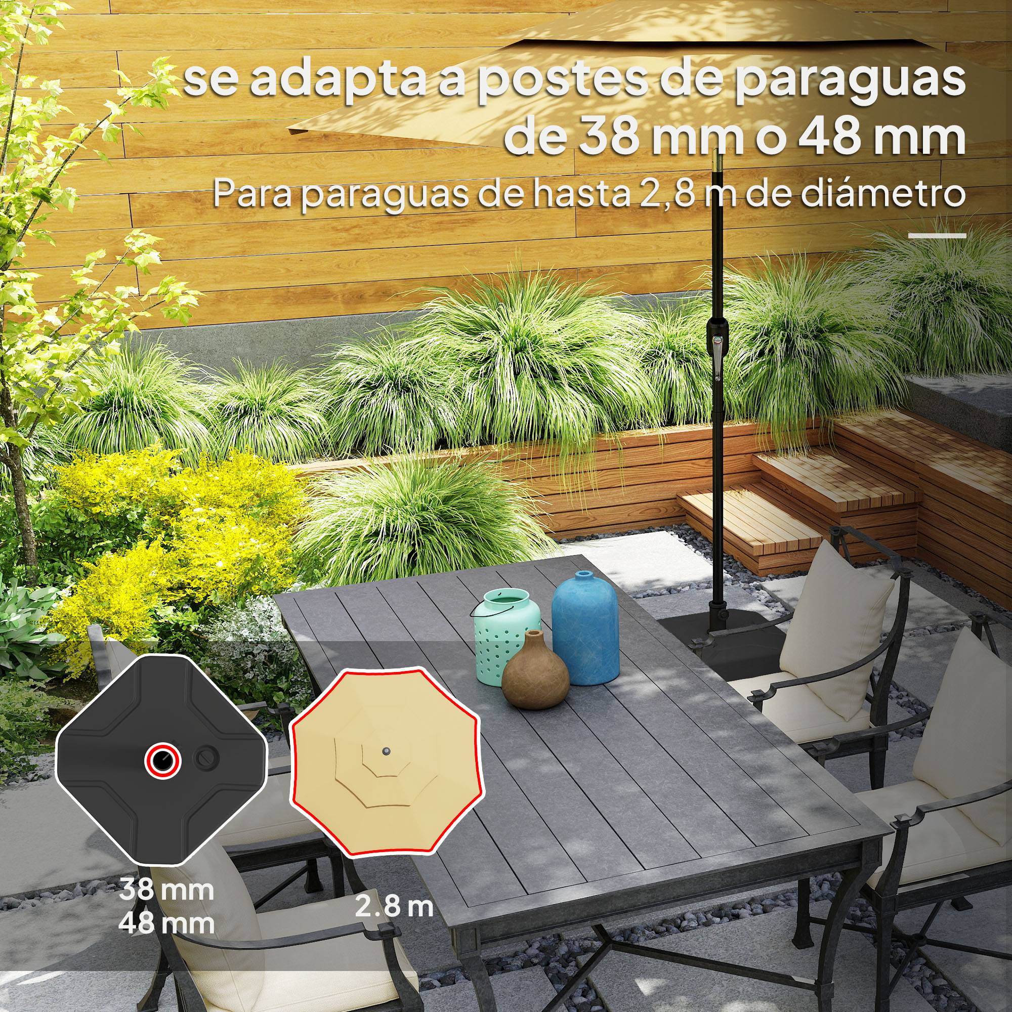 Base de Parasol Carrée à Lester HDPE pour Mâts Ø38/48 mm 25 kg Noir - ComfortXL Outdoor Living - Image 7