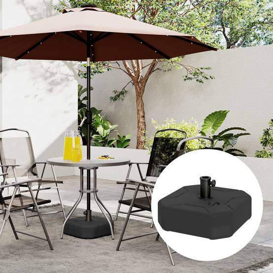 Base de Parasol Carrée à Lester HDPE pour Mâts Ø38/48 mm 25 kg Noir - ComfortXL Outdoor Living - Image 9
