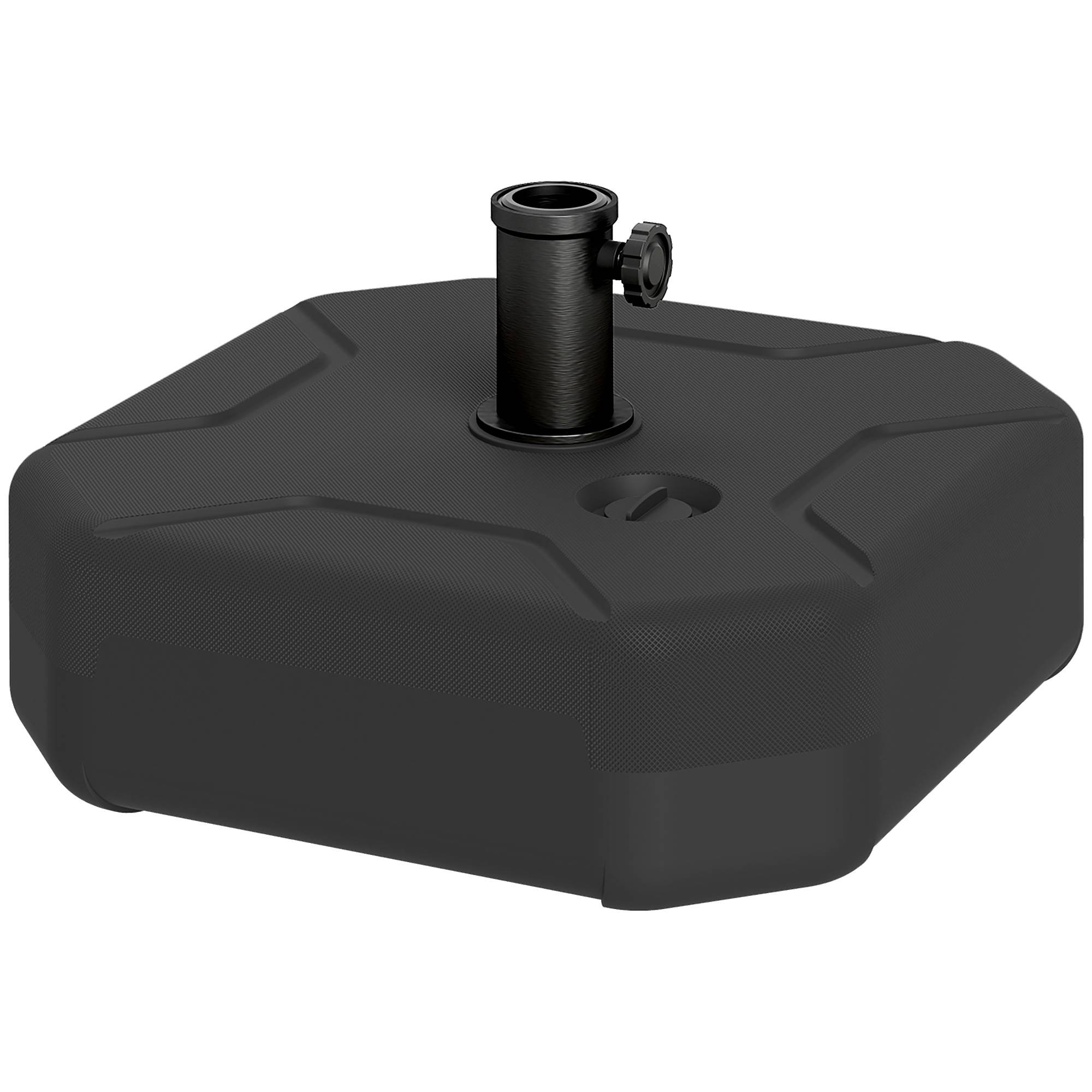 Base de Parasol Carrée à Lester HDPE pour Mâts Ø38/48 mm 25 kg Noir - ComfortXL Outdoor Living - Image 1