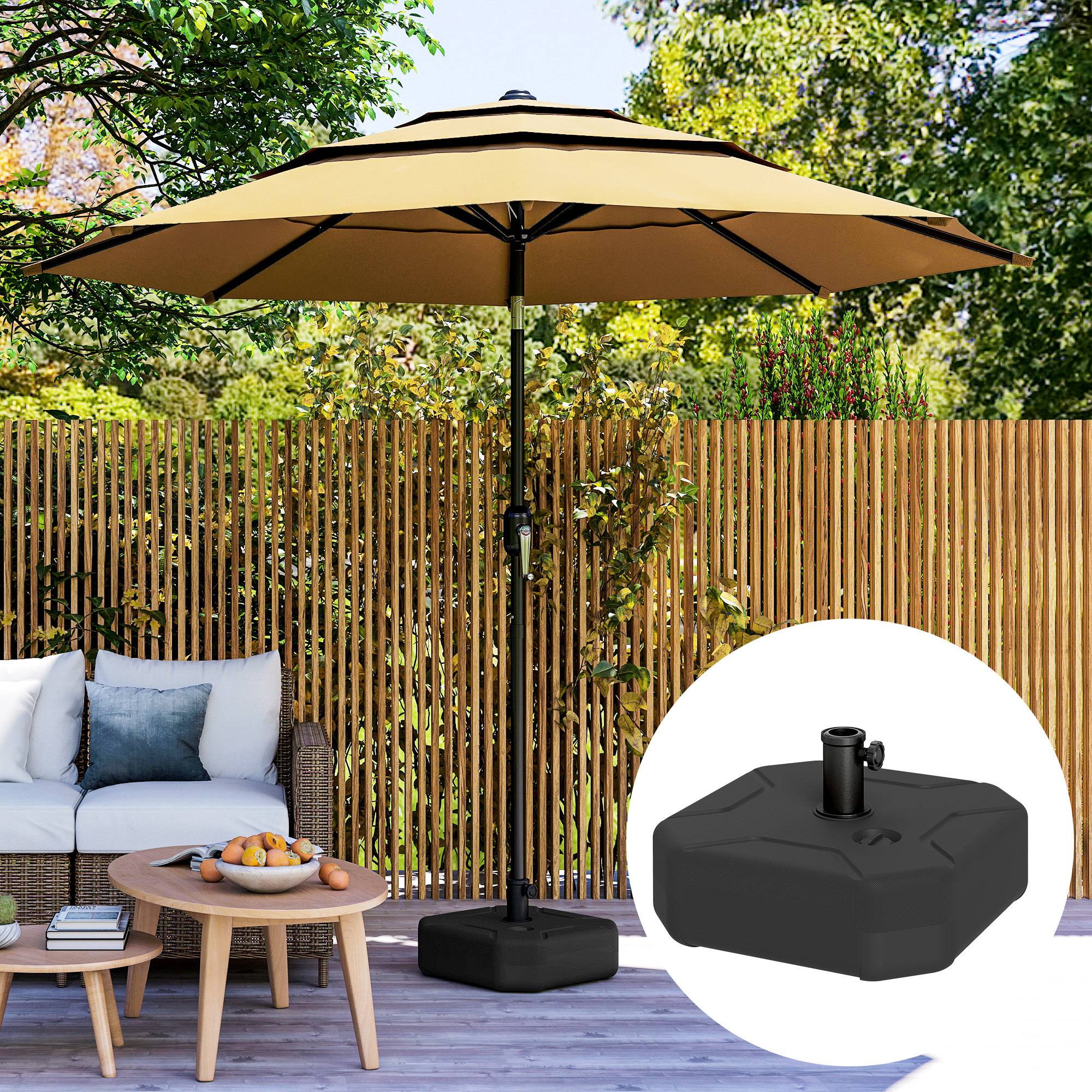 Base de Parasol Carrée à Lester HDPE pour Mâts Ø38/48 mm 25 kg Noir - ComfortXL Outdoor Living - Image 3