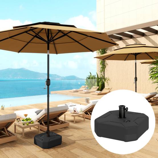 Base de Parasol Carrée à Lester HDPE pour Mâts Ø38/48 mm 25 kg Noir - ComfortXL Outdoor Living - Image 4