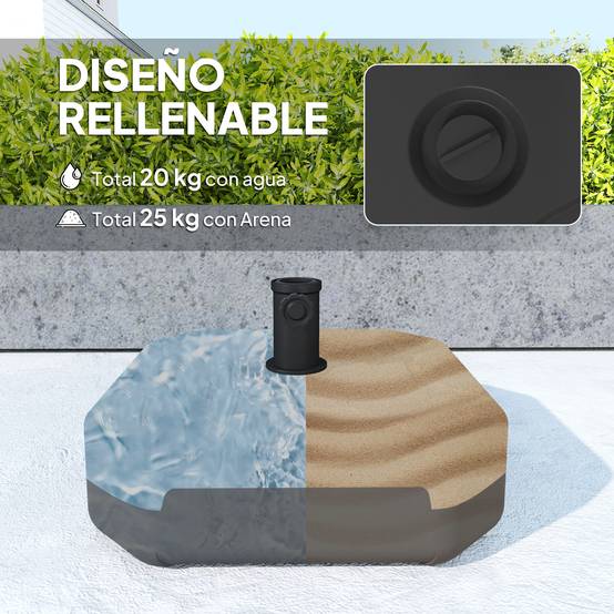 Base de Parasol Carrée à Lester HDPE pour Mâts Ø38/48 mm 25 kg Noir - ComfortXL Outdoor Living - Image 6