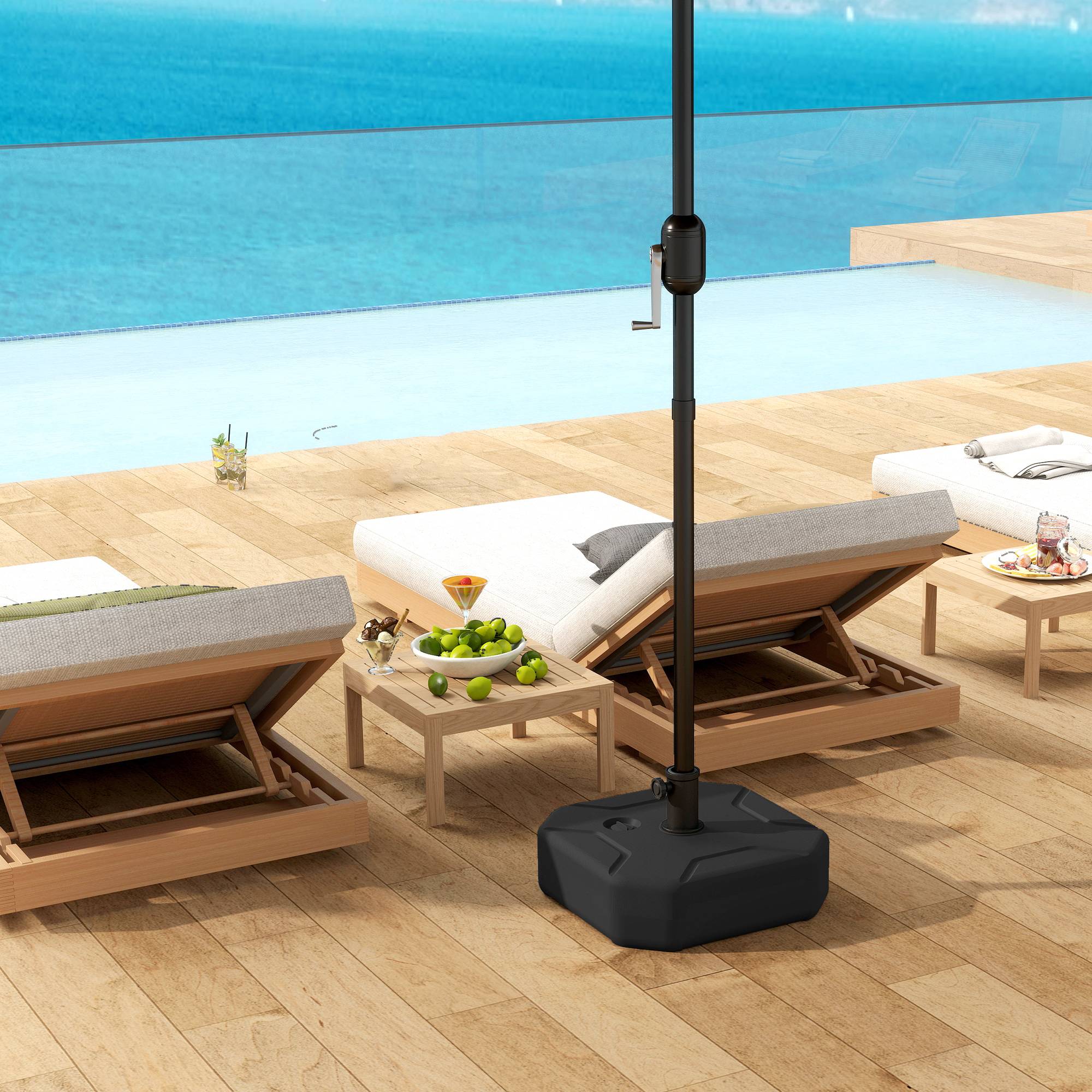 Base de Parasol Carrée à Lester HDPE pour Mâts Ø38/48 mm 25 kg Noir - ComfortXL Outdoor Living - Image 10