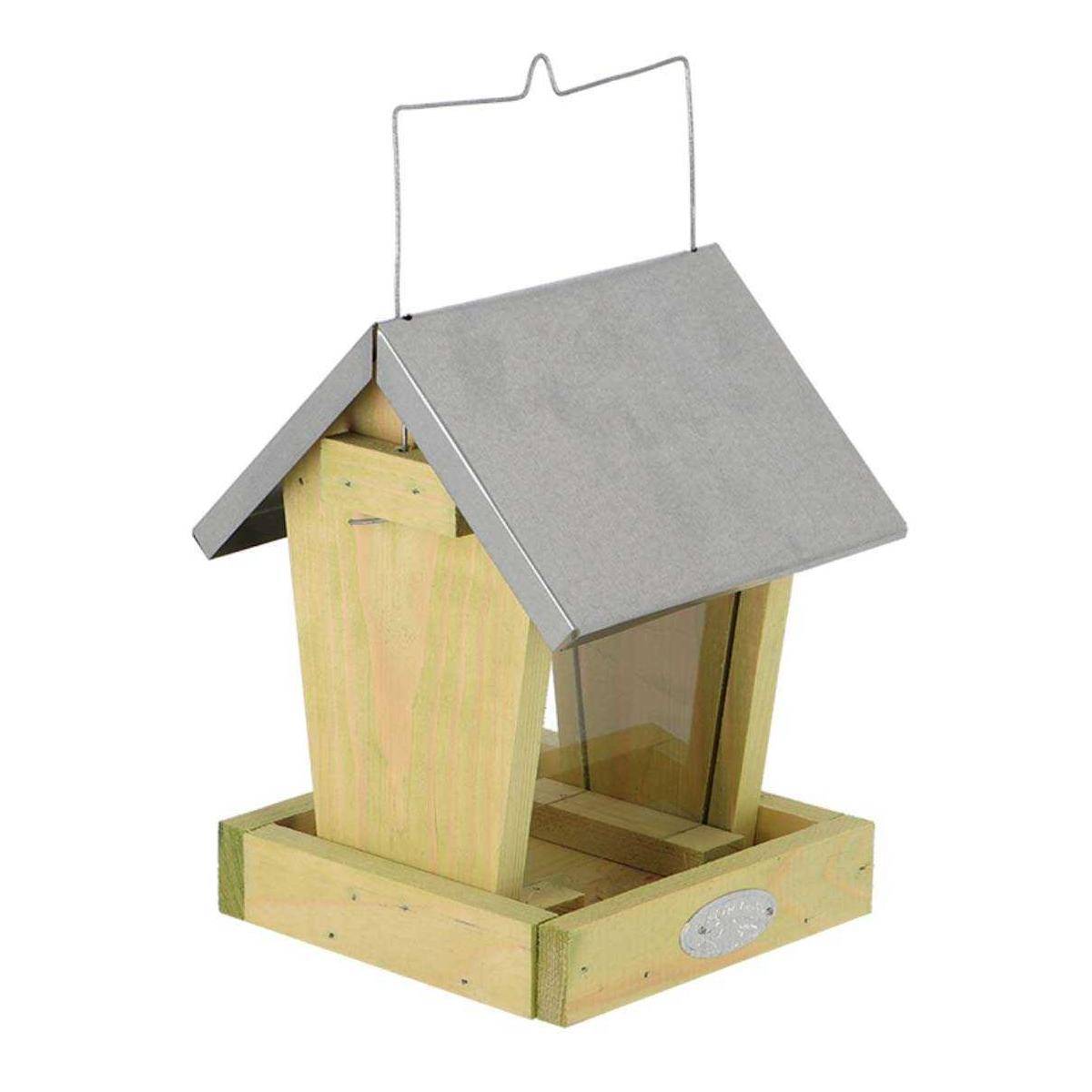 Esschert Design - Mangeoire oiseaux à suspendre en bois et zinc - Image 1