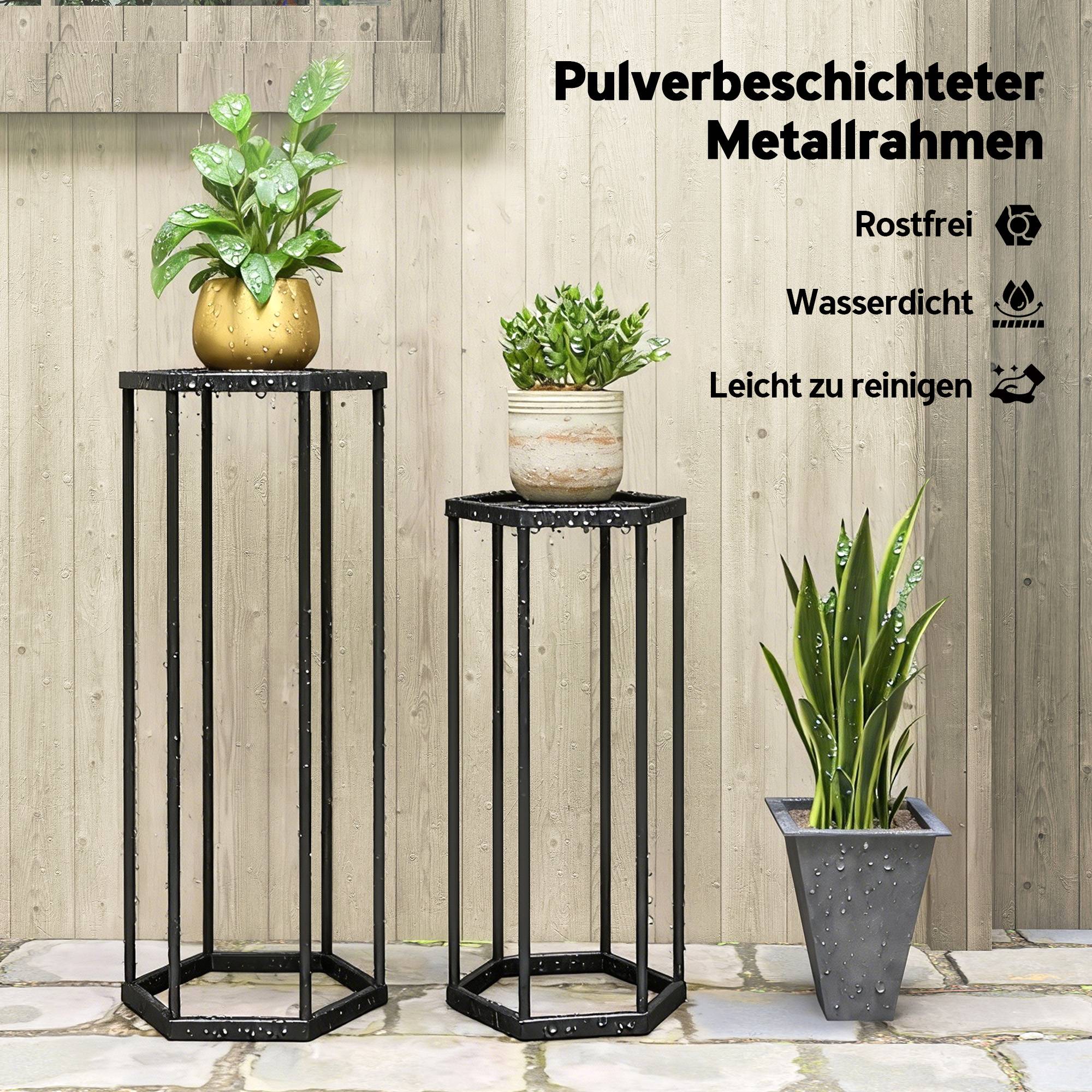 Ensemble de 2 supports pour plantes hexagonaux métal pots fleurs jardin terrasse balcon intérieur extérieur - Image 8
