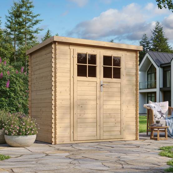 Timbela - Abri de jardin en bois l204xL142xH200 cm / 2.22 m² avec porte verrouillable de haute qualité - Stockage extérieur - 19 mm d’épaisseur - Timbela M311F - Image 1