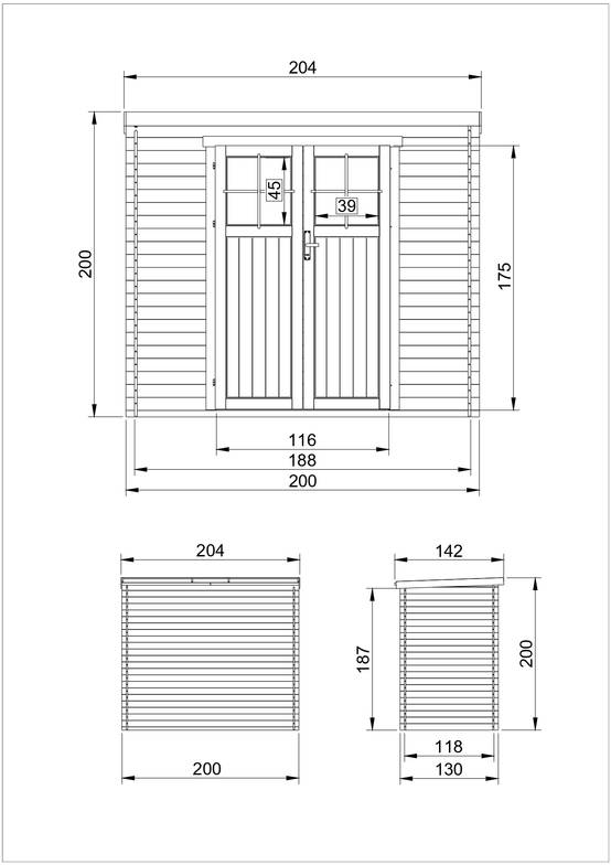 Timbela - Abri de jardin en bois l204xL142xH200 cm / 2.22 m² avec porte verrouillable de haute qualité - Stockage extérieur - 19 mm d’épaisseur - Timbela M311F - Image 5