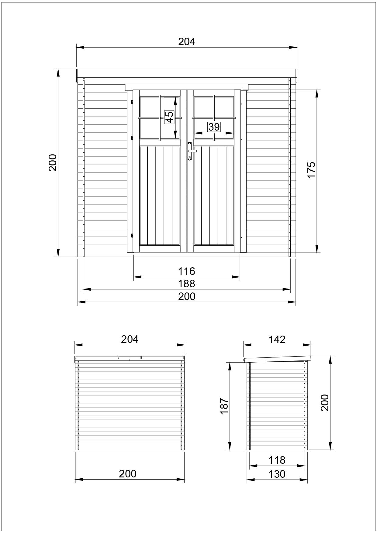 Timbela - Abri de jardin en bois l204xL142xH200 cm / 2.22 m² avec porte verrouillable de haute qualité - Stockage extérieur - 19 mm d’épaisseur - Timbela M311F - Image 5