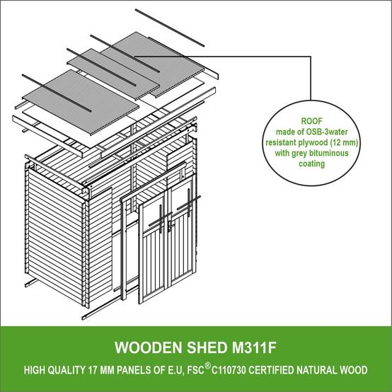 Timbela - Abri de jardin en bois l204xL142xH200 cm / 2.22 m² avec porte verrouillable de haute qualité - Stockage extérieur - 19 mm d’épaisseur - Timbela M311F - Image 7